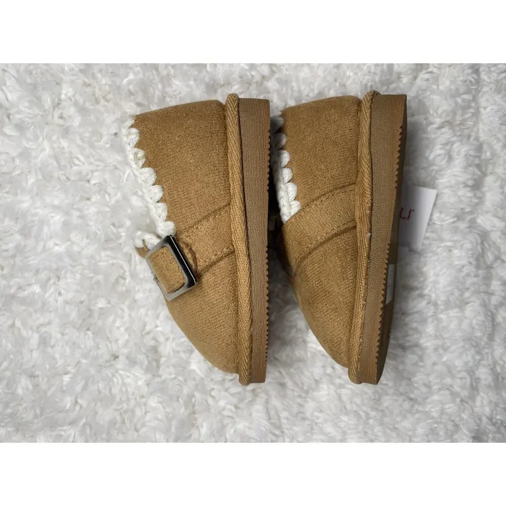 Capelli New York Shearling Ankle Boot Shoe Baby Size 4/5 Brown Faux Suede Buckle